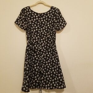 Jaclyn Smith Black Dress with Cream Floral Design Perfect Valentines Day Dress